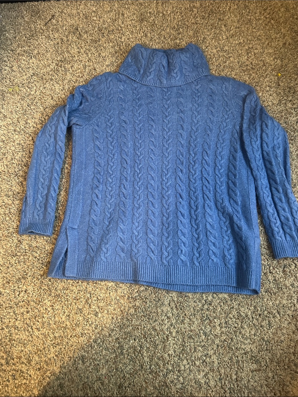 Talbots Women’s Cable Knit Turtleneck Sweater - Blue